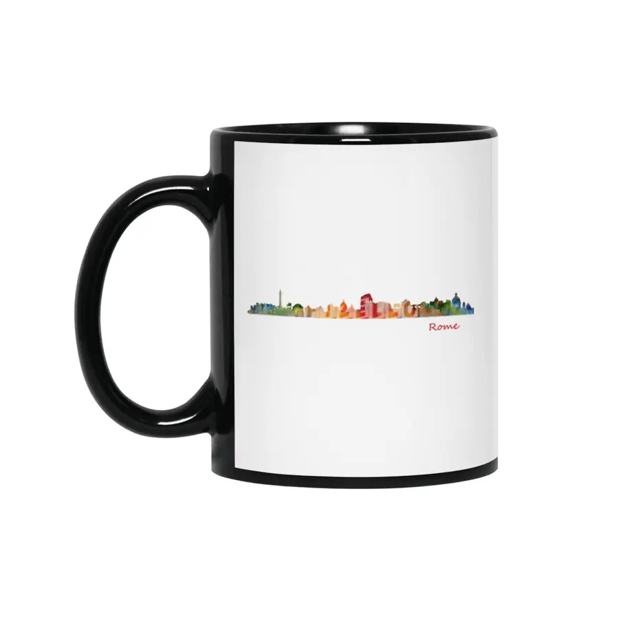 Rome Cityscape watercolor skyline Siyah Kupa