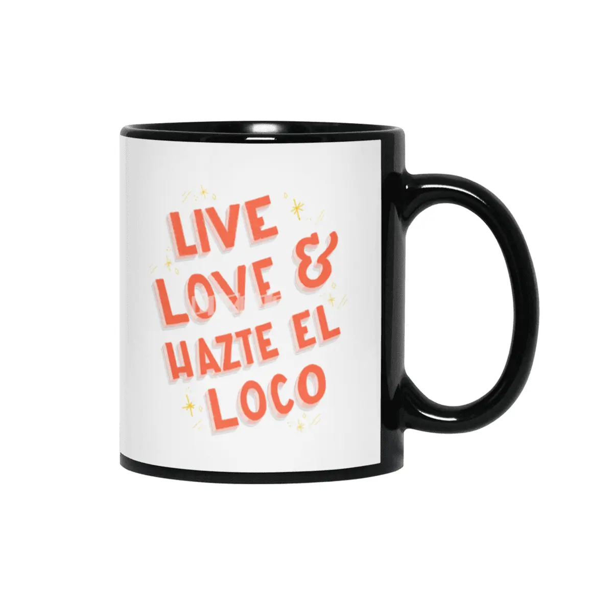 Live, Love Hazte el Loco - Lettering en español Siyah Kupa