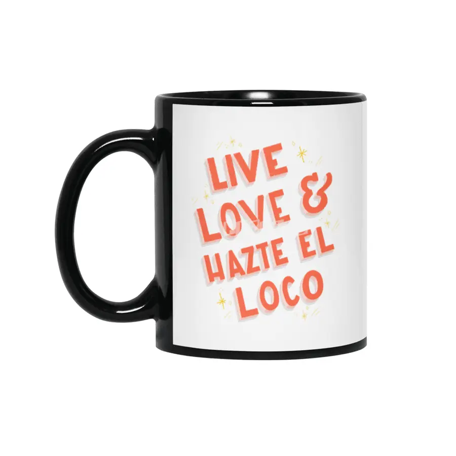 Live, Love Hazte el Loco - Lettering en español Siyah Kupa