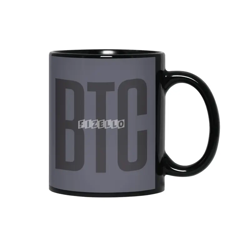 BTC Bitcoin - Crypto Code Transparent Black 50% Siyah Kupa