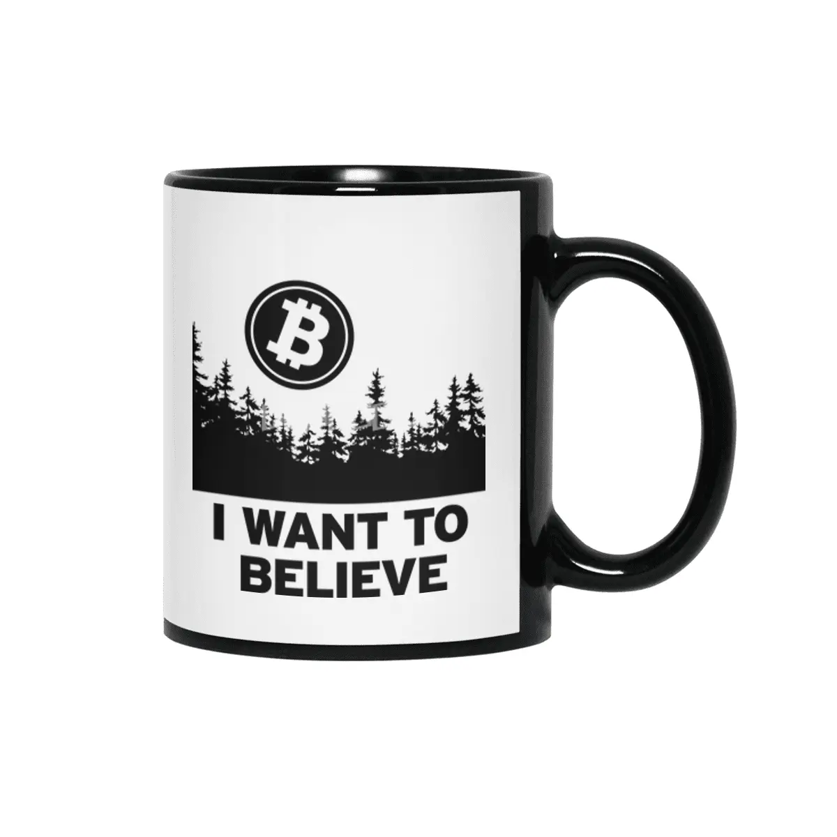 "I Want to Believe ..." - Bitcoin Shirt Design Siyah Kupa