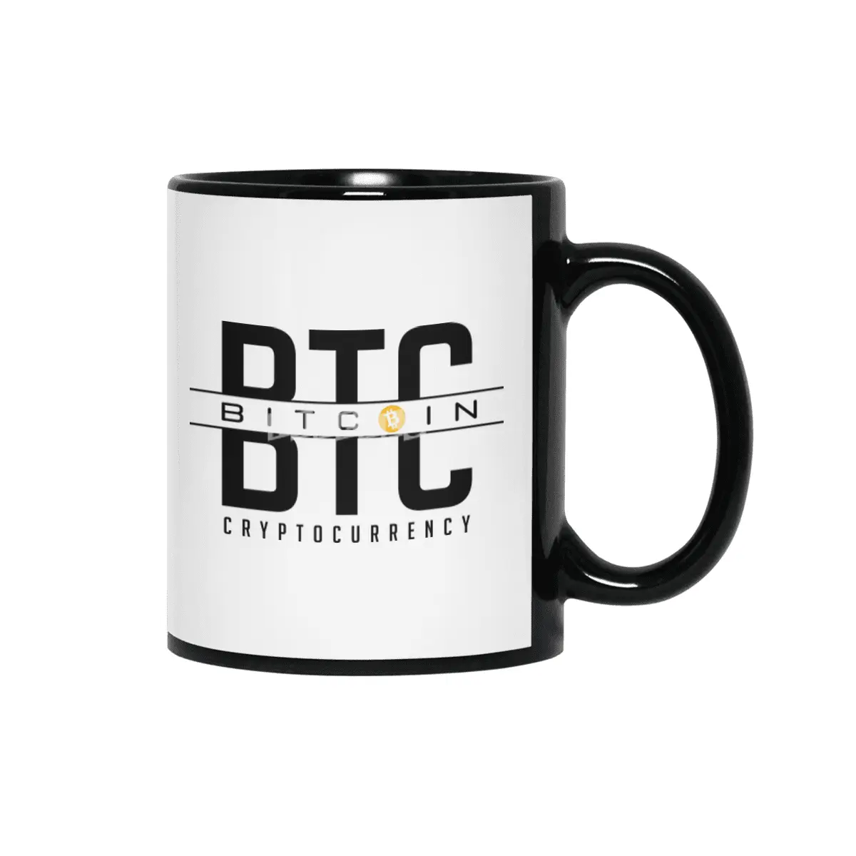 BTC; Bitcoin Cryptocurrency Siyah Kupa