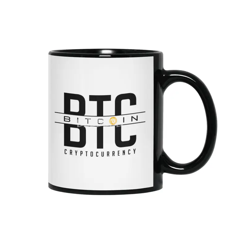 BTC; Bitcoin Cryptocurrency Siyah Kupa