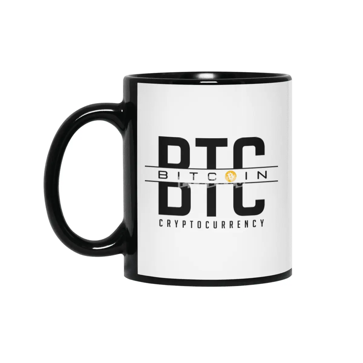 BTC; Bitcoin Cryptocurrency Siyah Kupa