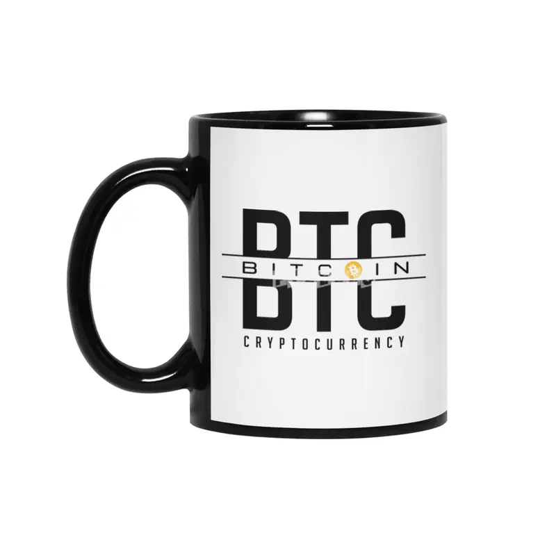 BTC; Bitcoin Cryptocurrency Siyah Kupa