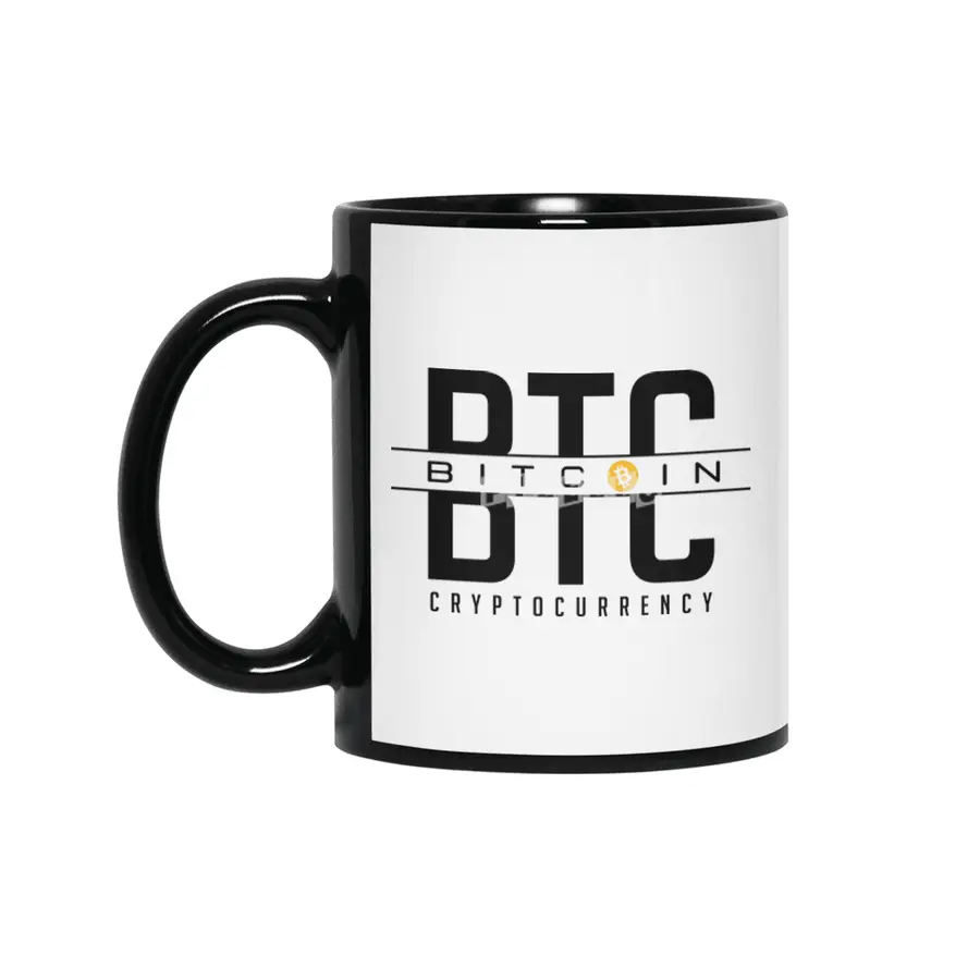 BTC; Bitcoin Cryptocurrency Siyah Kupa
