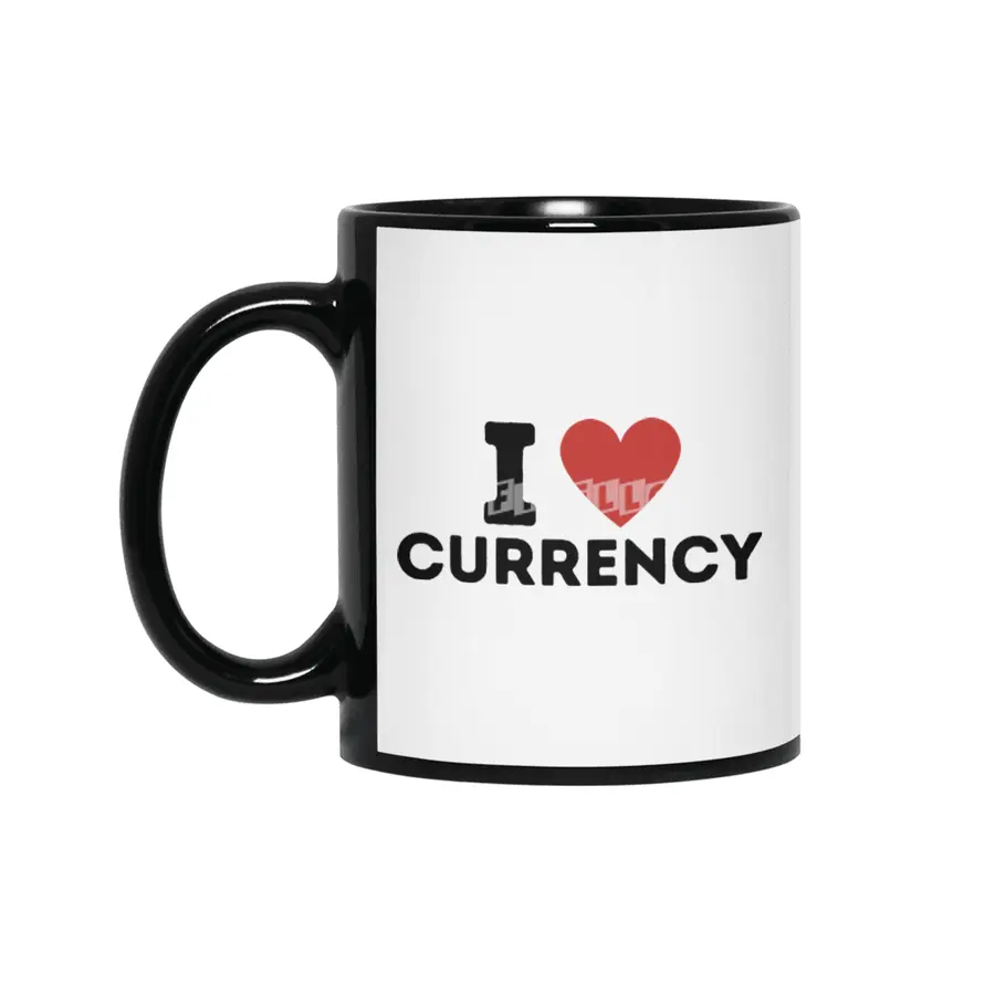 I Love Currency Simple Heart Design Siyah Kupa
