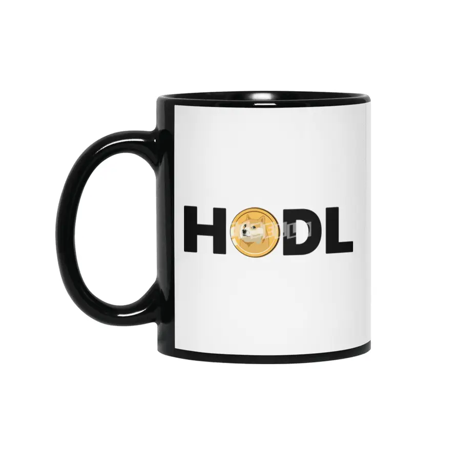 HOLD Dogecoin Funny Doge Crypto Cryptocurrency Siyah Kupa