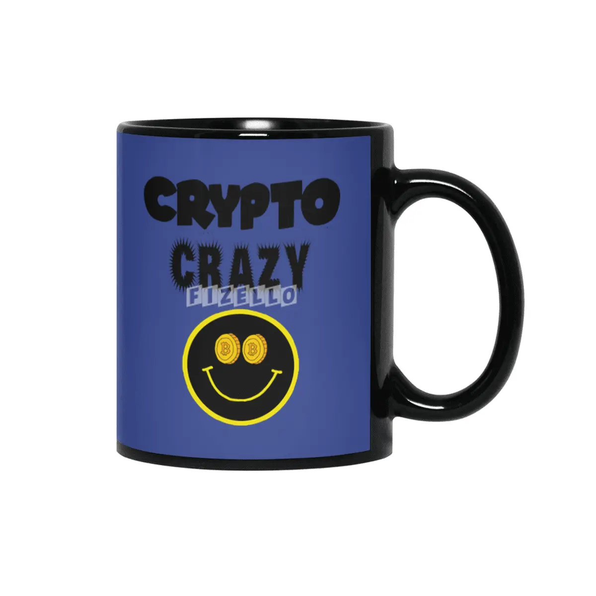Funny Crypto Crazy Smiley Face Cryptocurrency Siyah Kupa