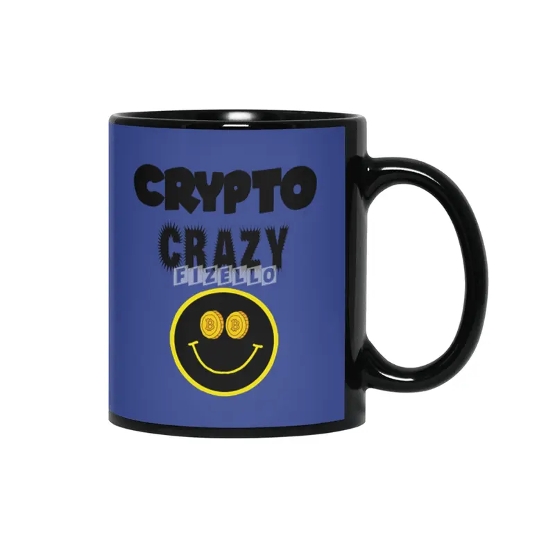 Funny Crypto Crazy Smiley Face Cryptocurrency Siyah Kupa