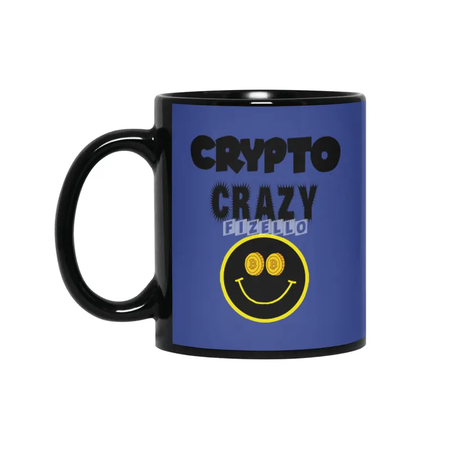 Funny Crypto Crazy Smiley Face Cryptocurrency Siyah Kupa