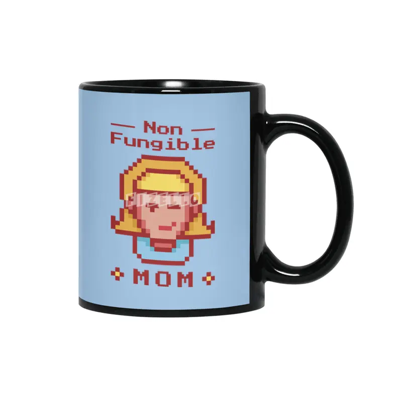 NFT Non-Fungible Mom  Crypto Art Token Mother's Day Siyah Kupa