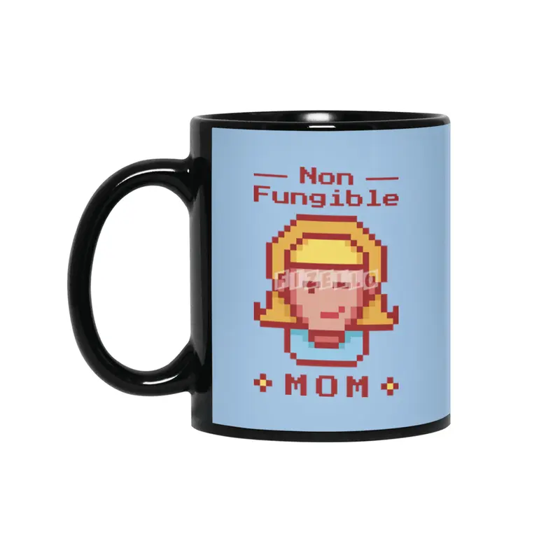 NFT Non-Fungible Mom  Crypto Art Token Mother's Day Siyah Kupa