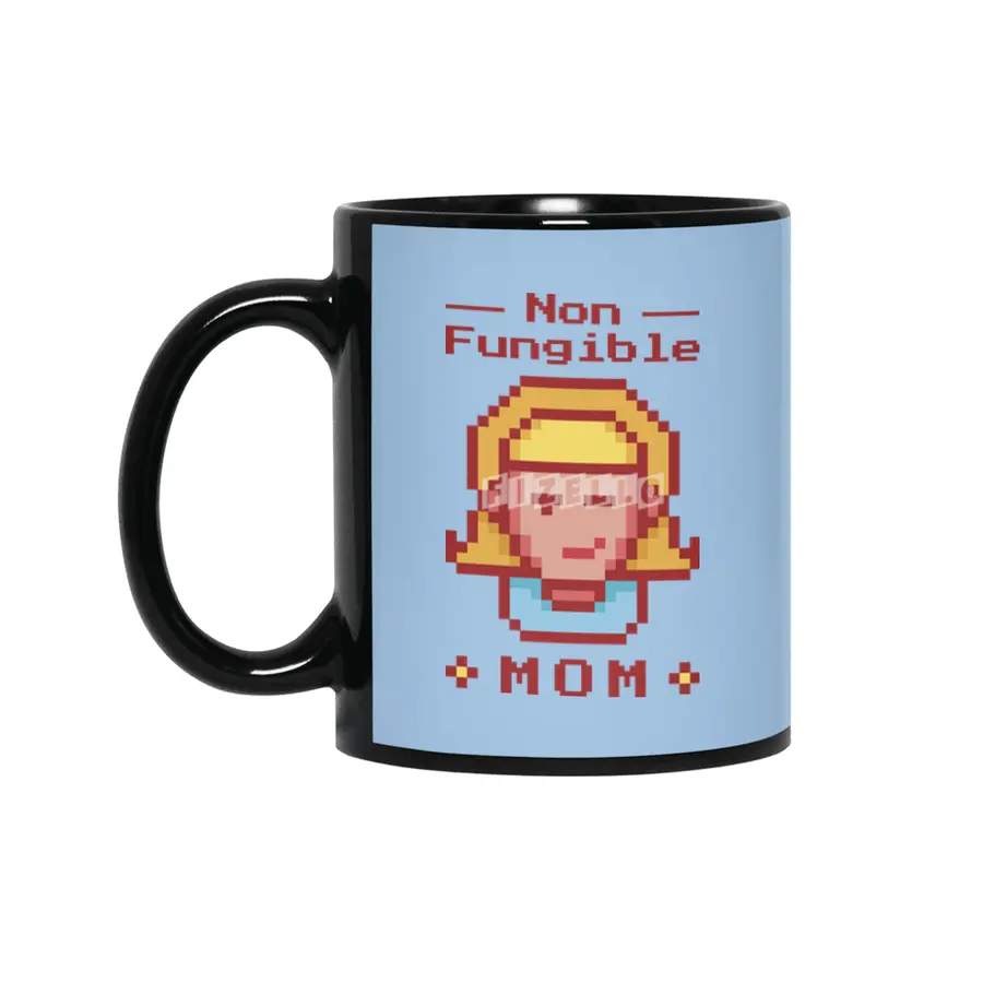 NFT Non-Fungible Mom  Crypto Art Token Mother's Day Siyah Kupa