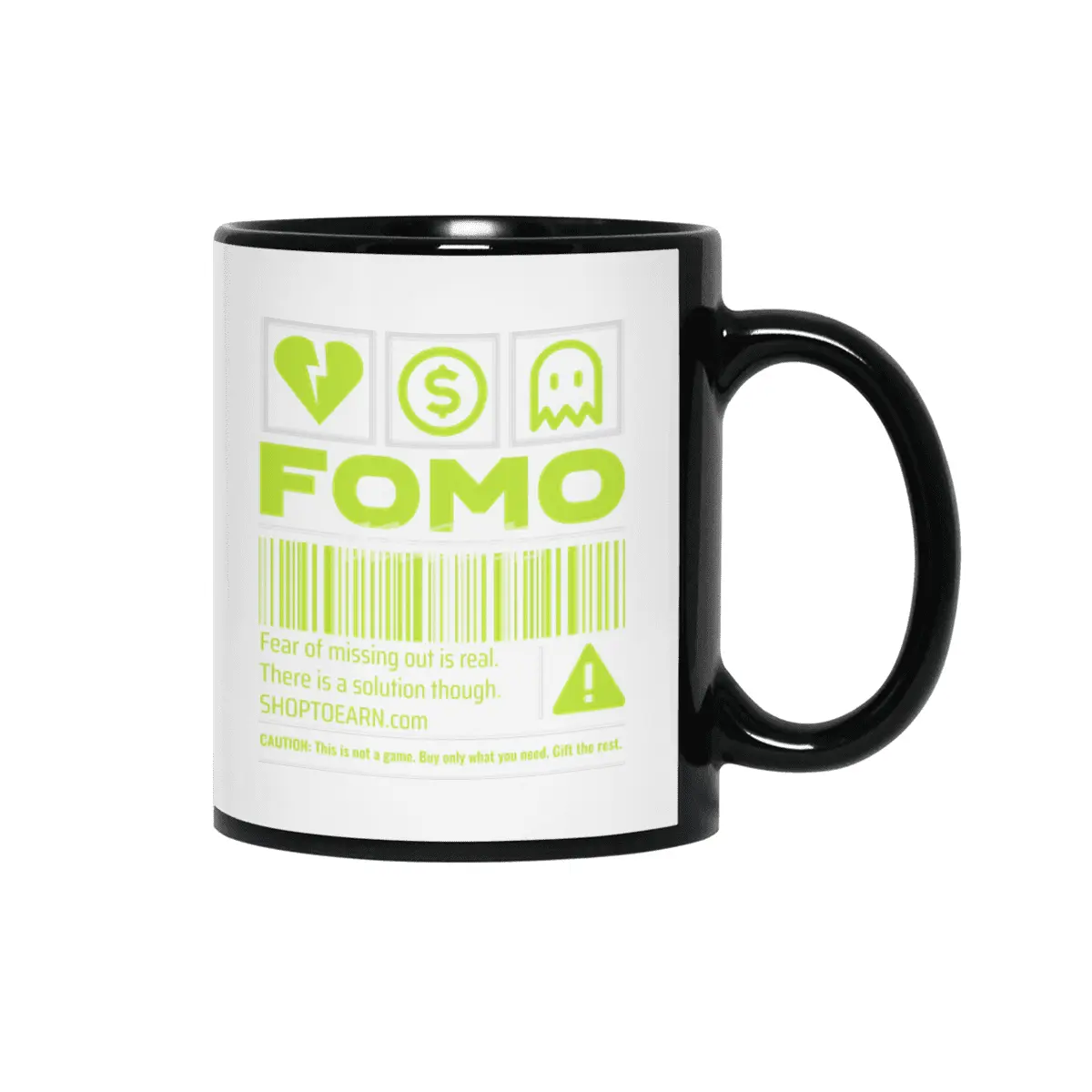FOMO Design Shop To Earn Crypto Back Siyah Kupa