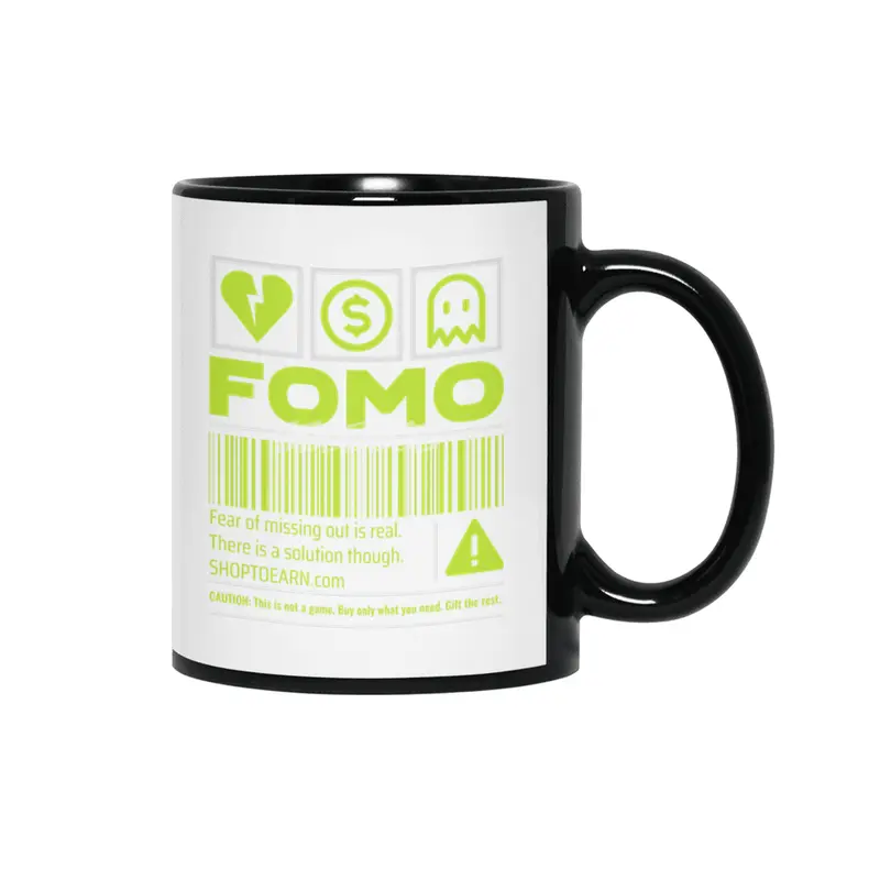 FOMO Design Shop To Earn Crypto Back Siyah Kupa