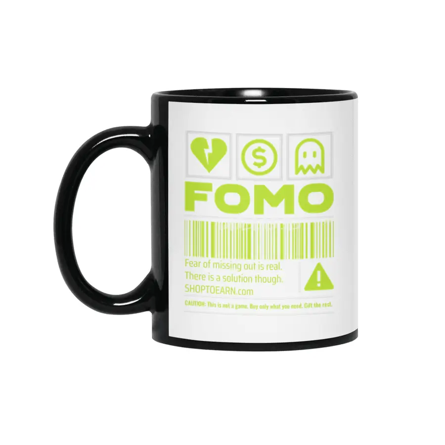 FOMO Design Shop To Earn Crypto Back Siyah Kupa