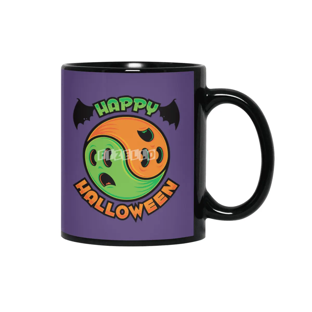 Happy Halloween Ghost Yin-Yang Siyah Kupa