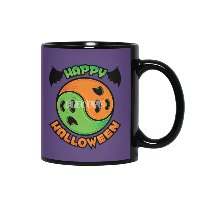 Happy Halloween Ghost Yin-Yang Siyah Kupa
