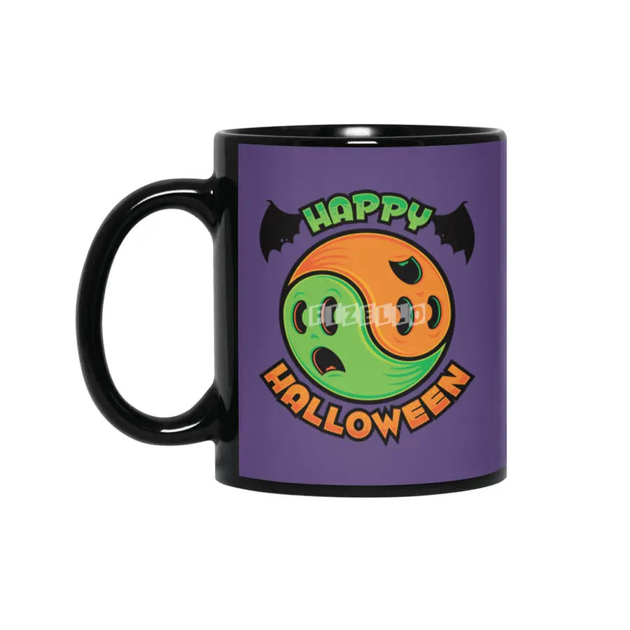 Happy Halloween Ghost Yin-Yang Siyah Kupa