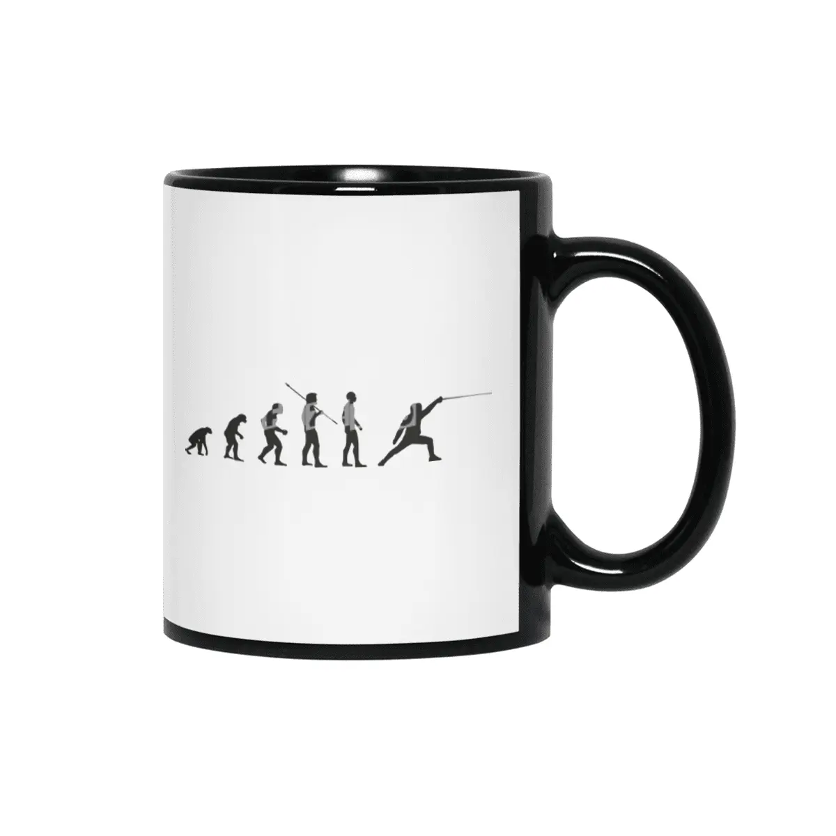 Fencer Man Evolution Fencing Evolutionist Meme Siyah Kupa