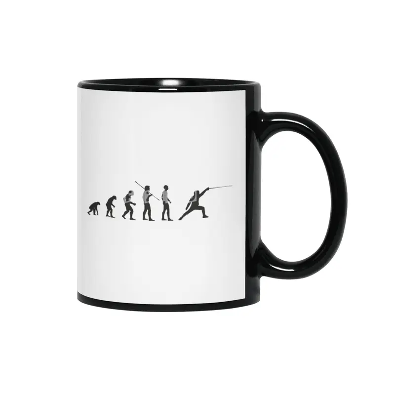 Fencer Man Evolution Fencing Evolutionist Meme Siyah Kupa