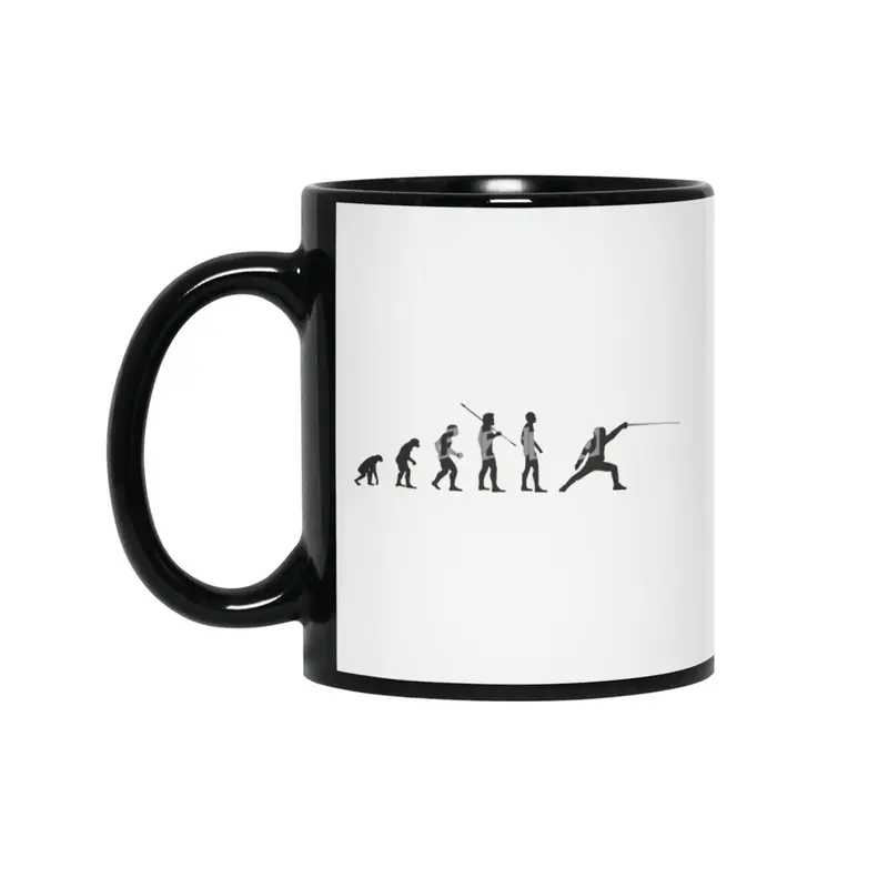 Fencer Man Evolution Fencing Evolutionist Meme Siyah Kupa