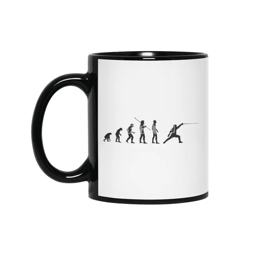 Fencer Man Evolution Fencing Evolutionist Meme Siyah Kupa
