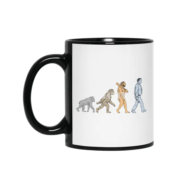 Human Evolution Walking Drawing Siyah Kupa