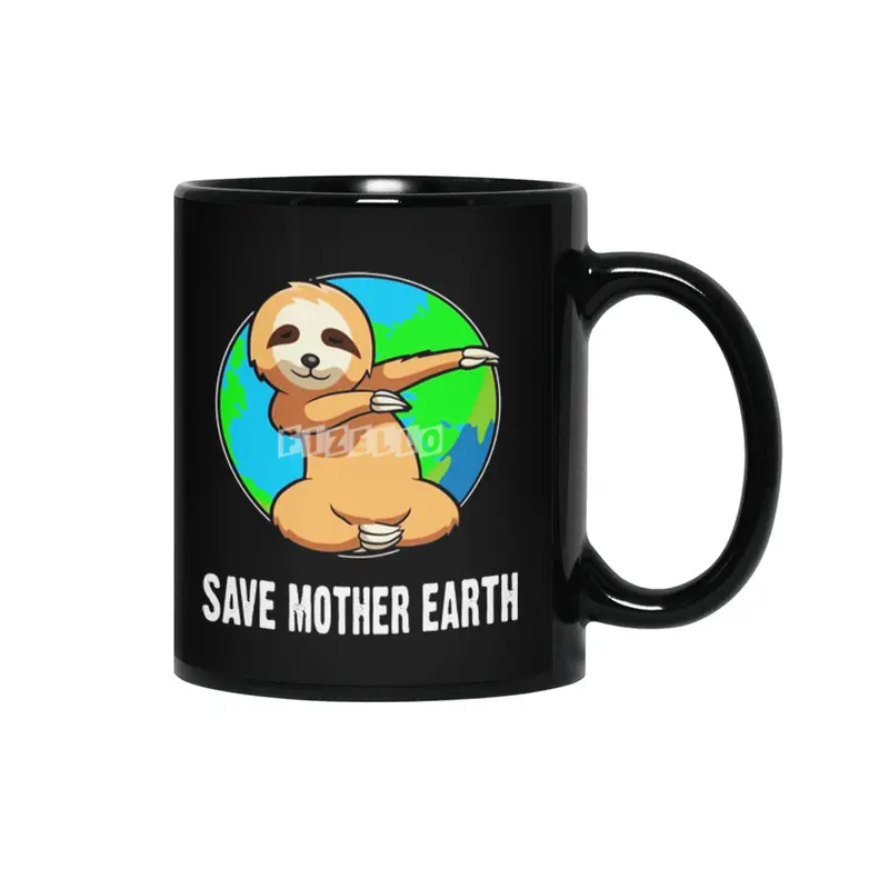 Earth Day Shirt-Save Mother Earth Sloth Dabbing T Shirt Gift for Women Men Siyah Kupa