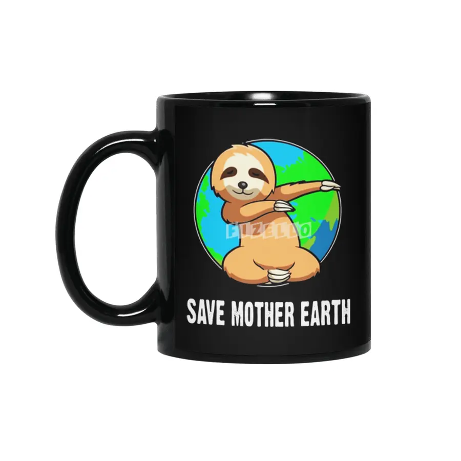 Earth Day Shirt-Save Mother Earth Sloth Dabbing T Shirt Gift for Women Men Siyah Kupa