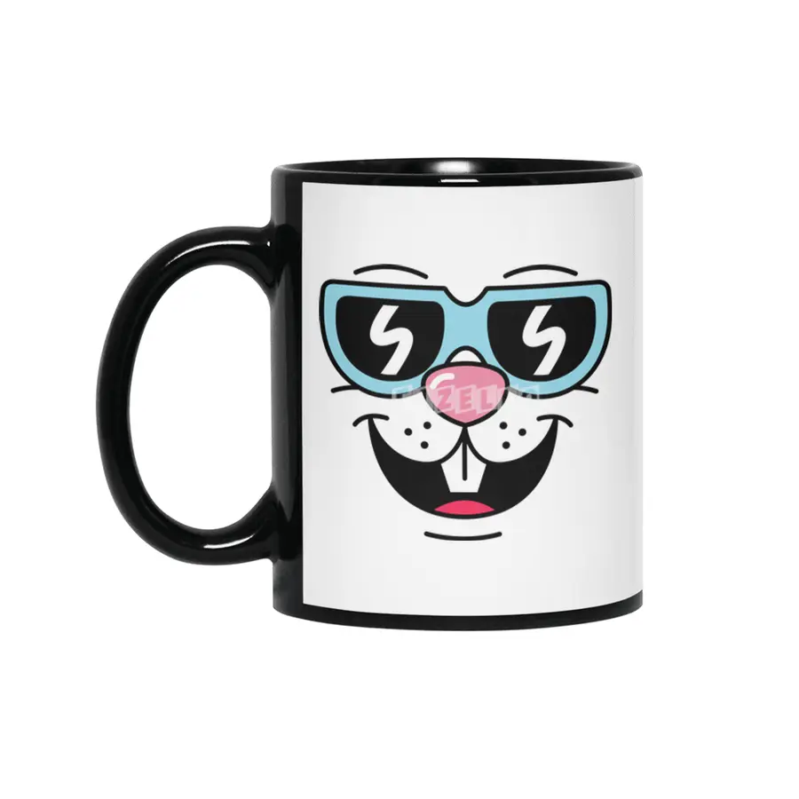 Cool Rabbit (face) Siyah Kupa
