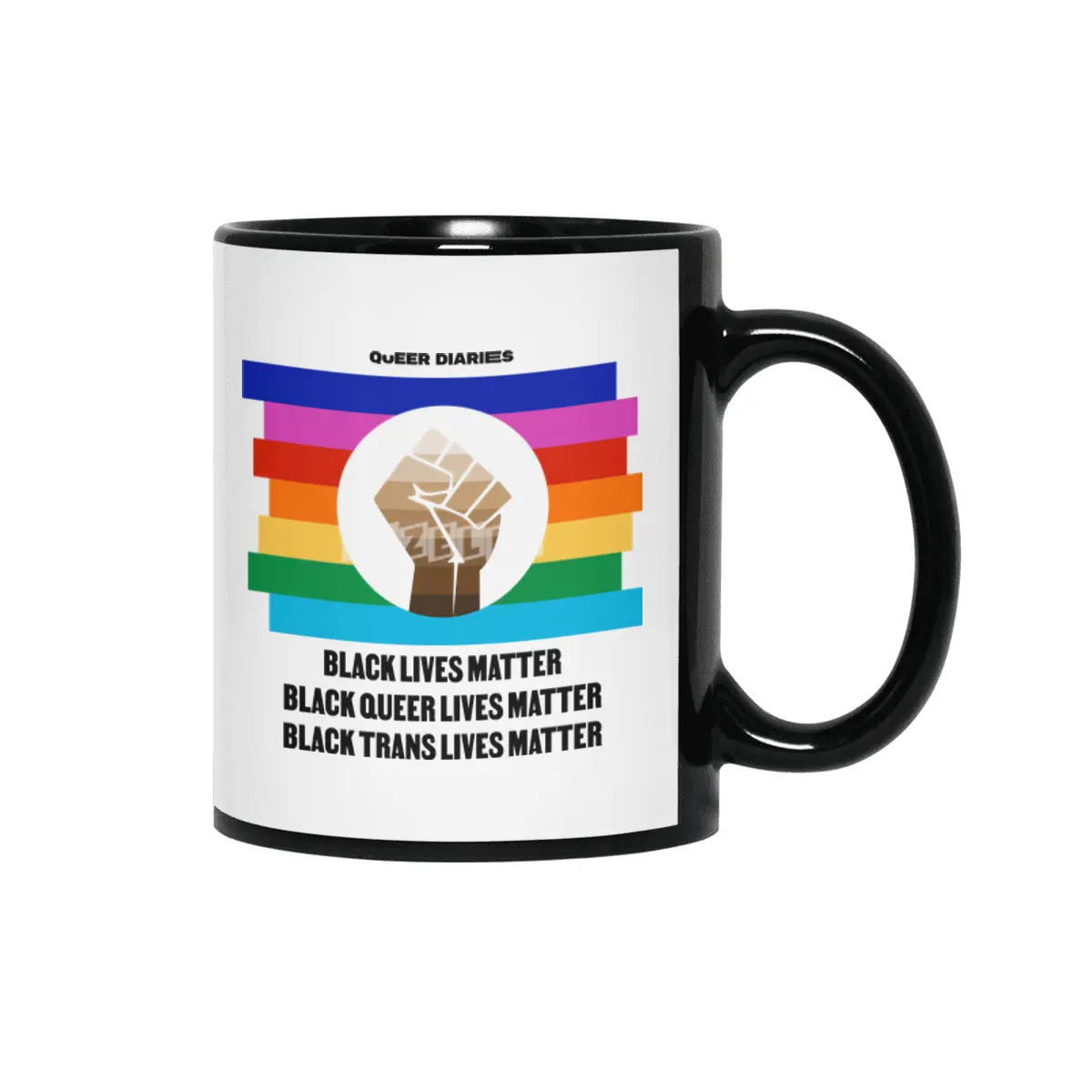 Rainbow Black Lives Matter Circle Light Siyah Kupa