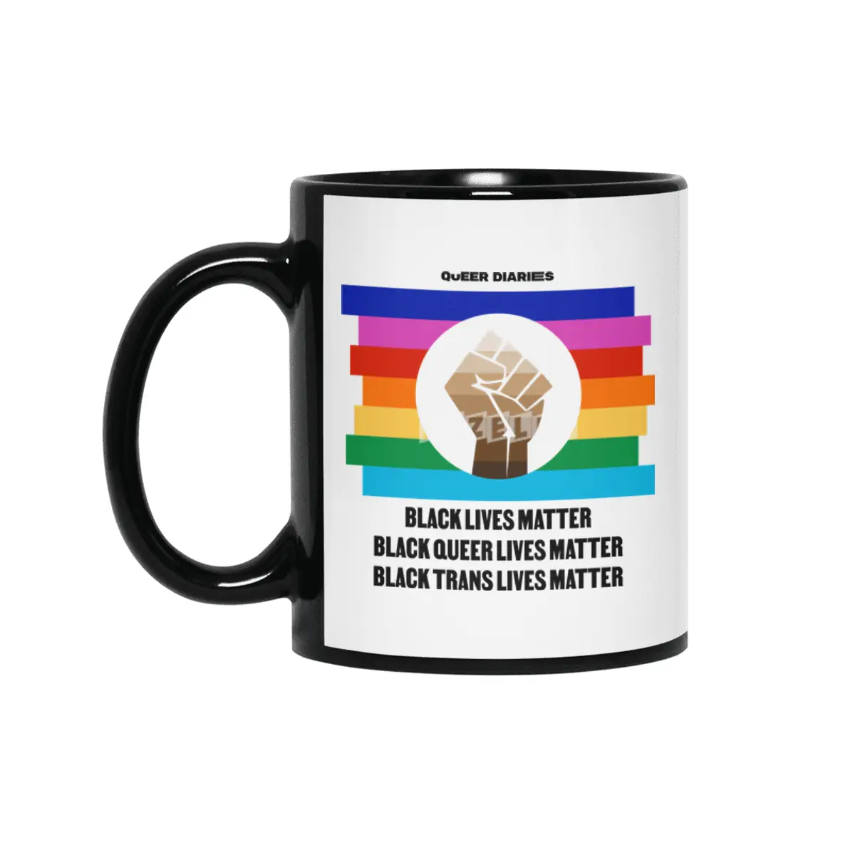 Rainbow Black Lives Matter Circle Light Siyah Kupa