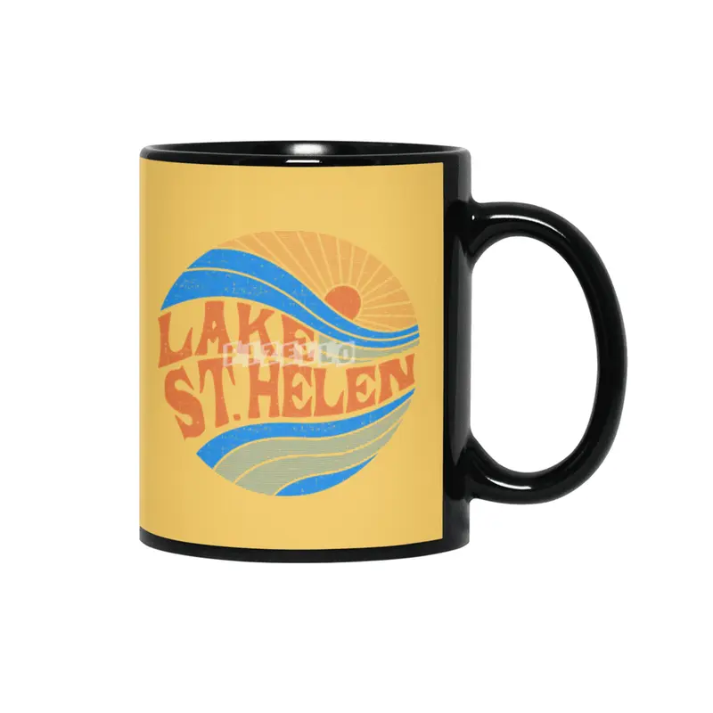 Retro Sun and Waves - Lake St. Helen Siyah Kupa