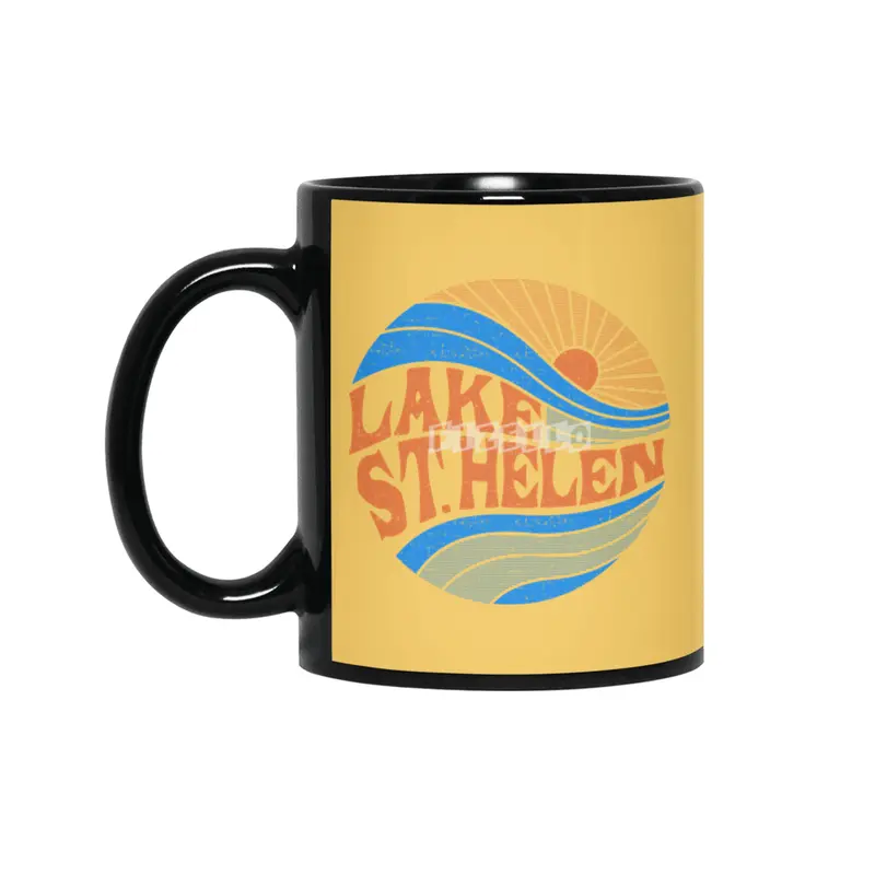 Retro Sun and Waves - Lake St. Helen Siyah Kupa