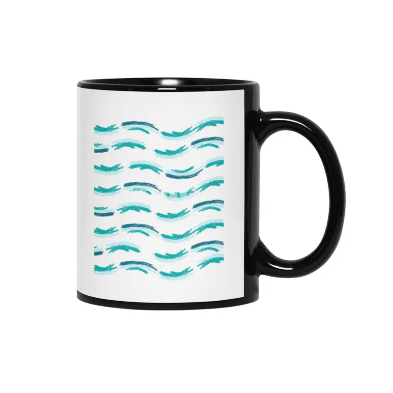 Blue Sea Waves Pattern-Enjoy Summer And Salt Life Siyah Kupa