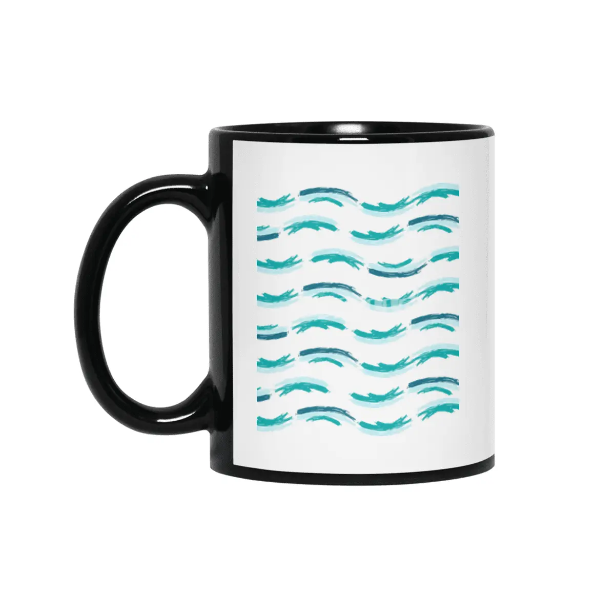 Blue Sea Waves Pattern-Enjoy Summer And Salt Life Siyah Kupa