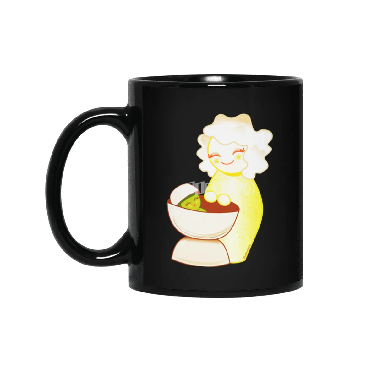 Kokeshis Sweet mother and Little Pistachio Siyah Kupa