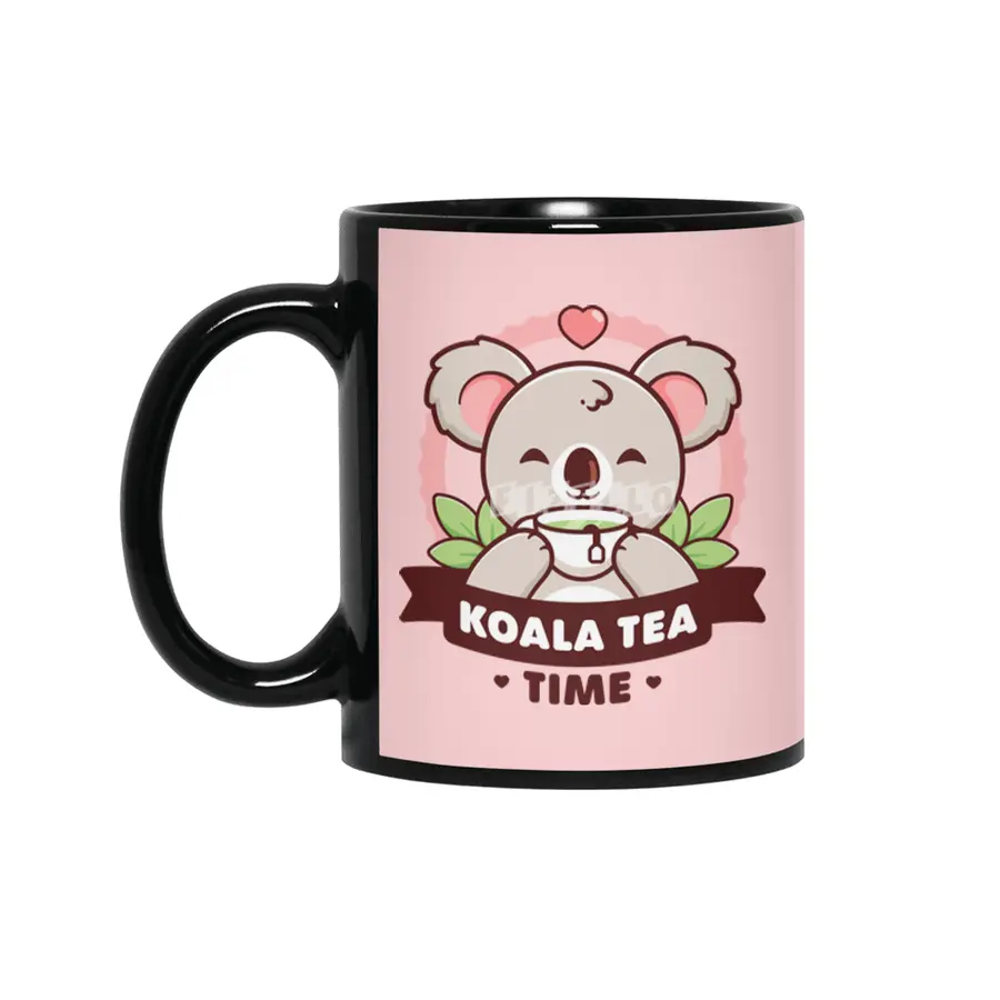 Koala-Tea Time - Cute Koala Pun Siyah Kupa