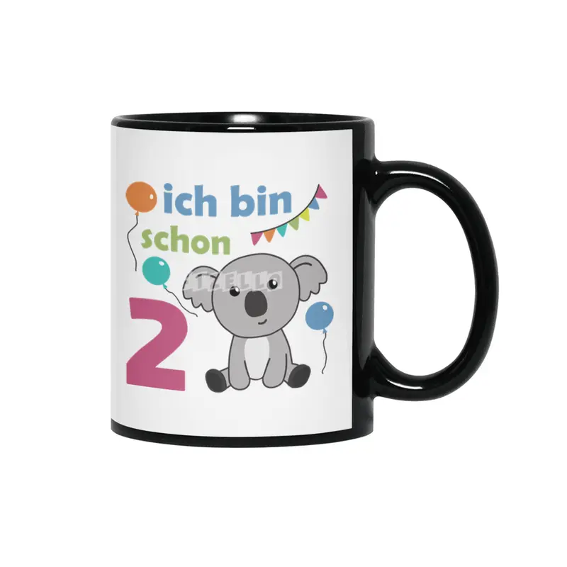 2nd Birthday Koala Two Years Old Cute Animals Siyah Kupa