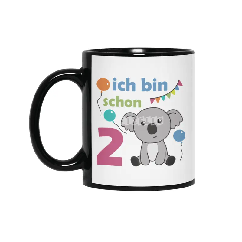 2nd Birthday Koala Two Years Old Cute Animals Siyah Kupa