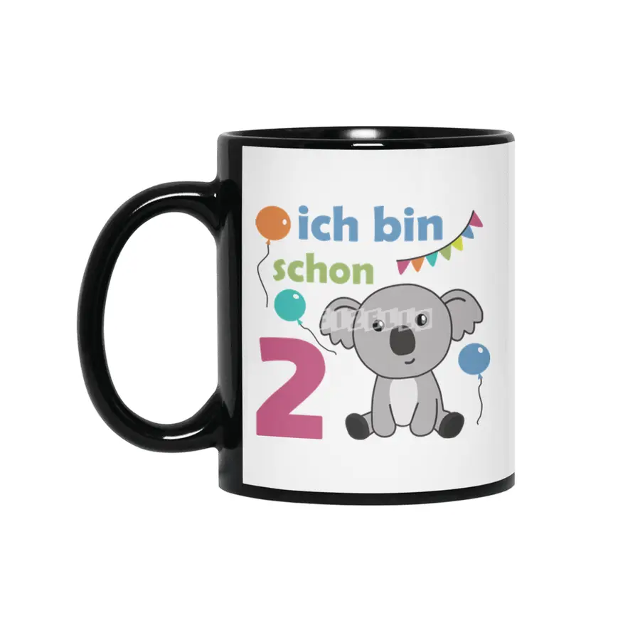 2nd Birthday Koala Two Years Old Cute Animals Siyah Kupa