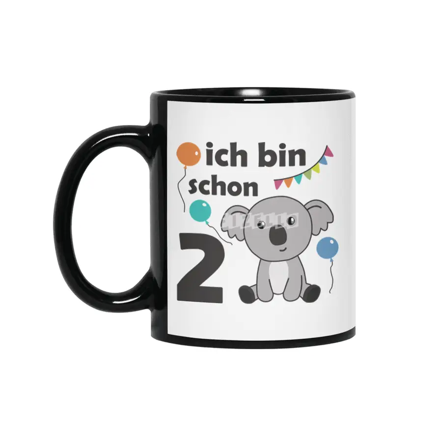 2nd Birthday Koala Two Years Old Cute Animals Siyah Kupa