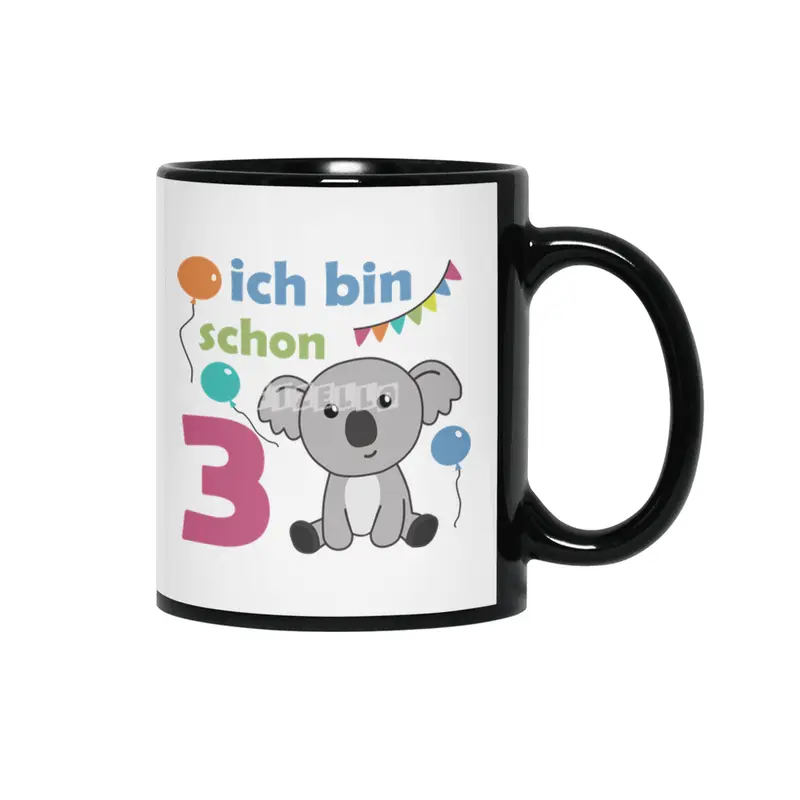 3rd Birthday Koala Three Years Old Cute Animals Siyah Kupa