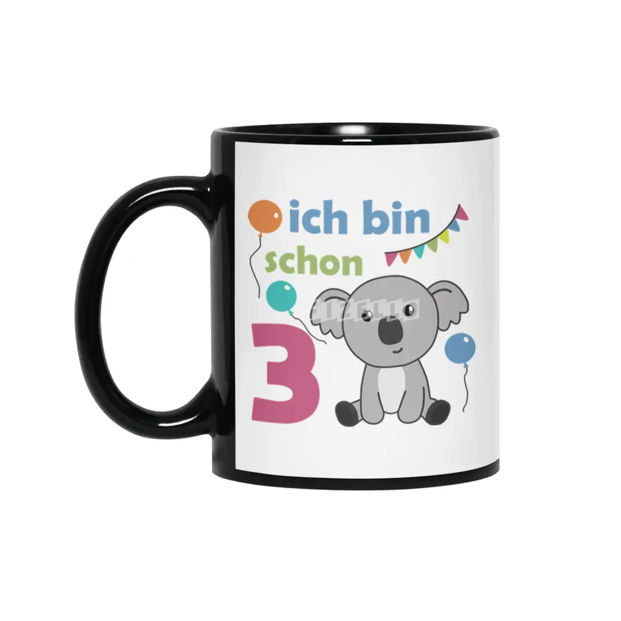 3rd Birthday Koala Three Years Old Cute Animals Siyah Kupa