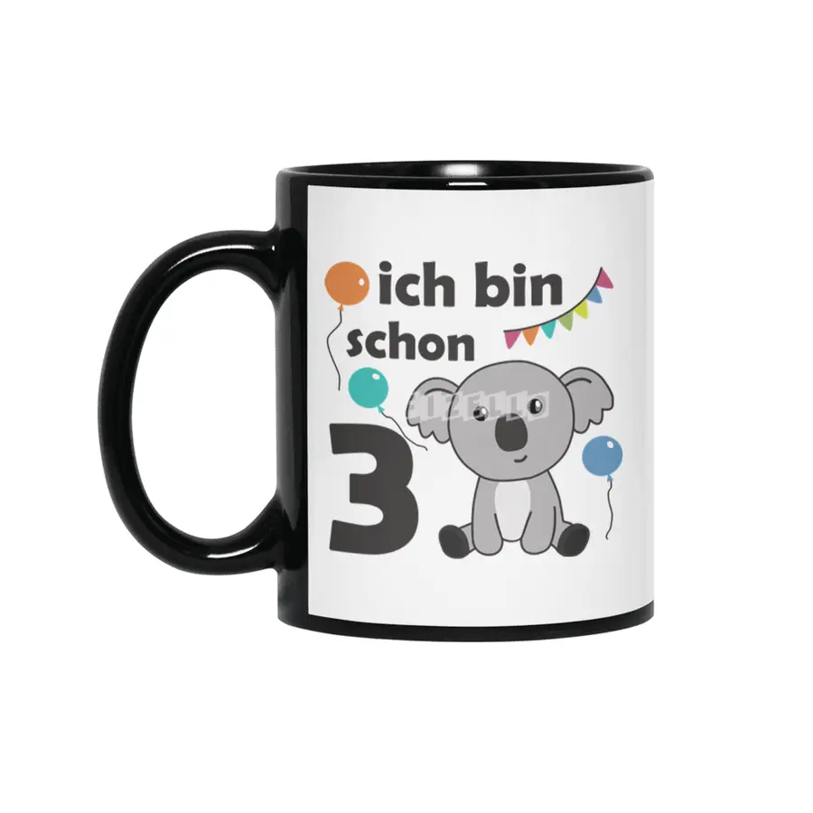 3rd Birthday Koala Three Years Old Cute Animals Siyah Kupa