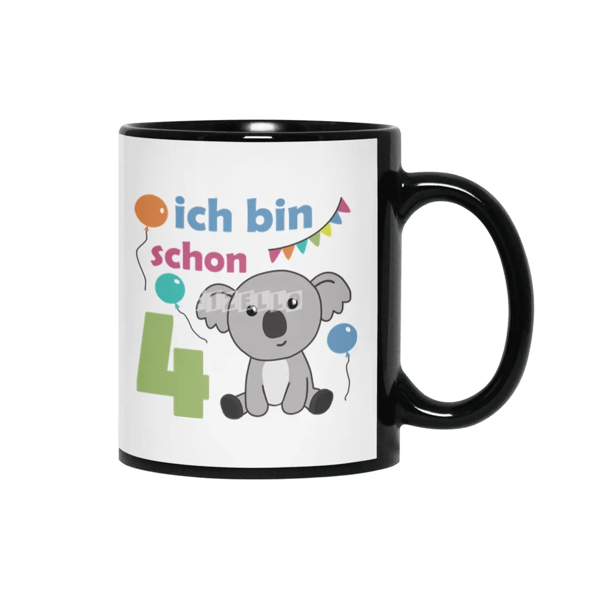 4th Birthday Koala Four Years Old Cute Animals Siyah Kupa