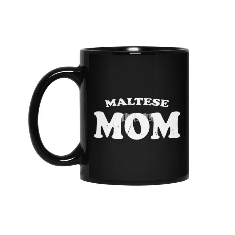 Maltese Mom Dog Mother Cute Pet Distressed T-Shirt Gift For Animal Lover Shelter Worker Funny Siyah Kupa