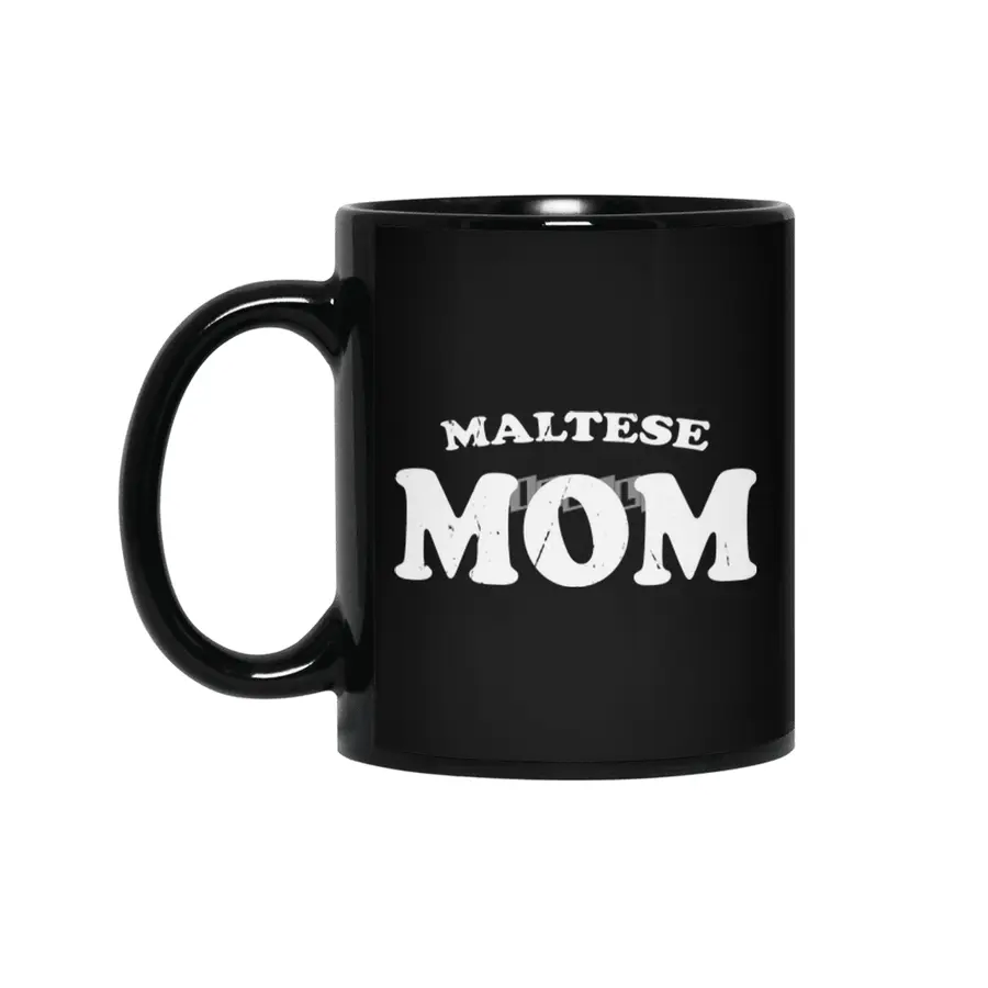 Maltese Mom Dog Mother Cute Pet Distressed T-Shirt Gift For Animal Lover Shelter Worker Funny Siyah Kupa
